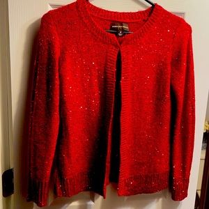 Women’s/juniors dressy red longsleeve cardigan, size XS. Smoke-free home.